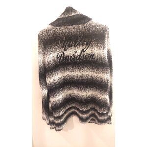 Harley-Davidson Women’s Knit Cardigan Sweater  L Gray Black Embroidered Back